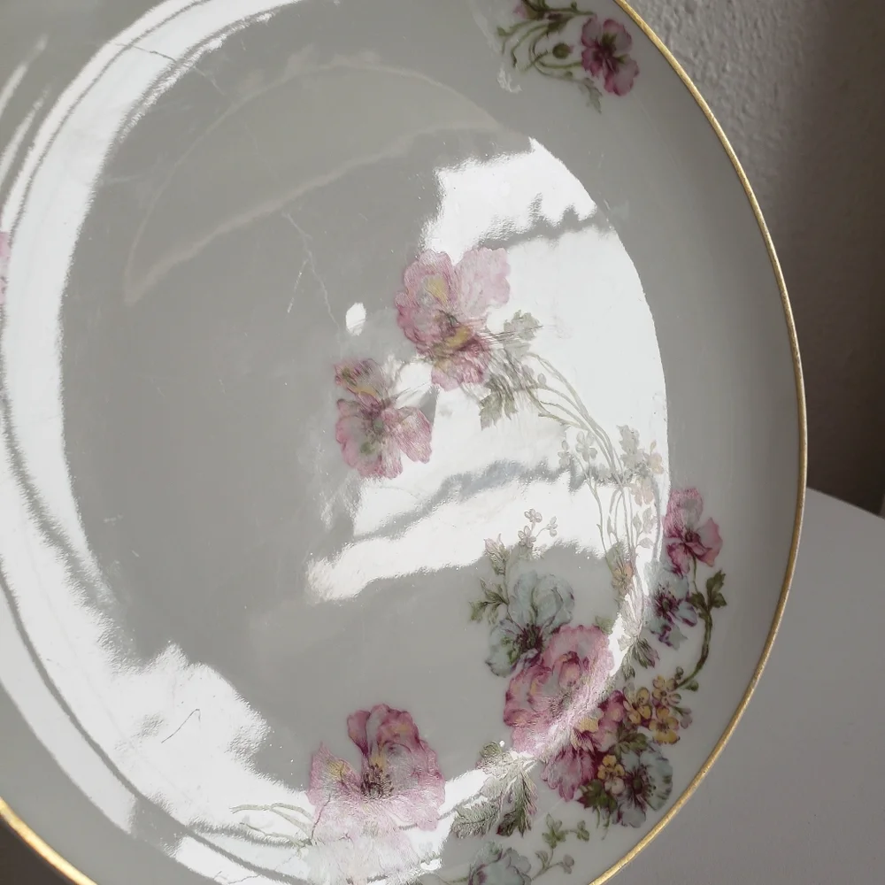 Antique MC Haviland Limoges France Handpainted Floral Round Platter 8-5/8" . - Picture 10 of 10